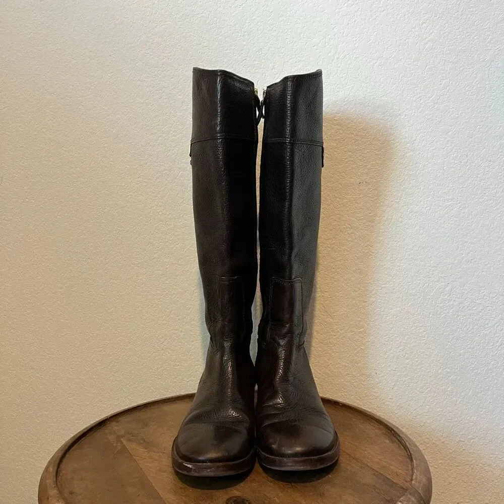 Tory Burch Joanna Leather Brown Tall Knee High Riding Boots Women's Size 8.5